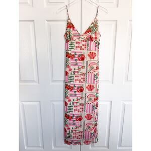 See You Monday Mediterranean Print Nylon Stretch Midi Tank Dress